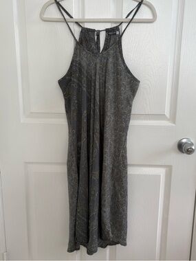 Gray Paisley Mini Dress with Halter Neck